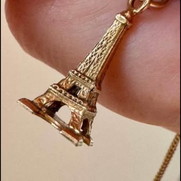 Luxury Jewelry 10K Gold Chain and Paris France Eiffel Tower Charm Pendant - Picture 6 of 6
